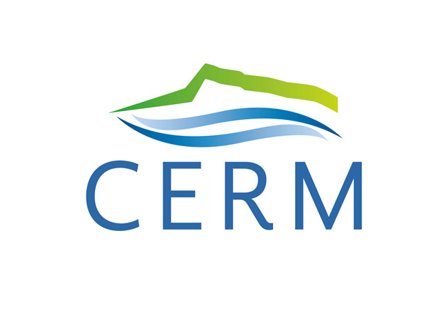 Research Conference logo with stylized mountain and stream