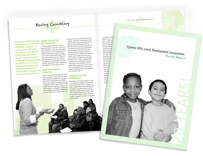 annual report with photo of two children on cover