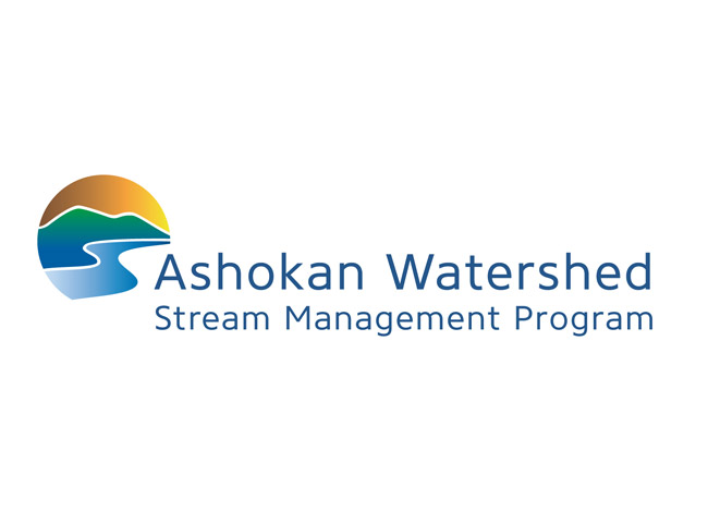 Ashokan Watershed Stream Management logo, with stream and mountain image